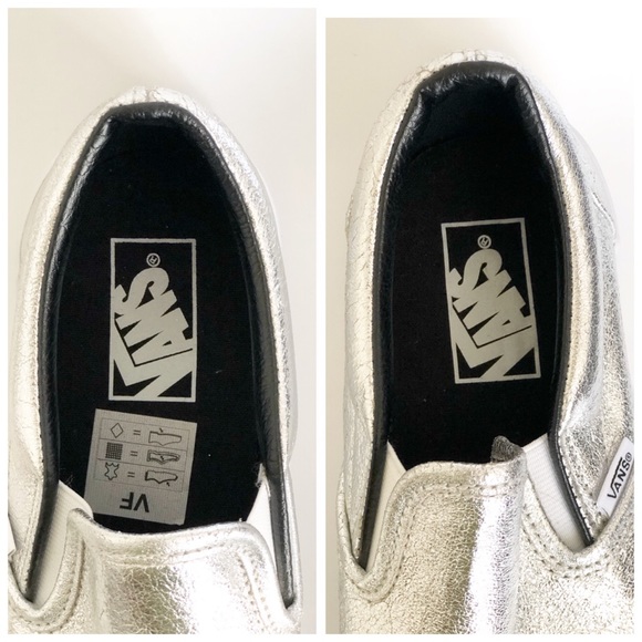 Vans Classic Silver Metallic Slip-On Shoes - Picture 6 of 8